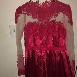 Custom Red Lace Satin Dress